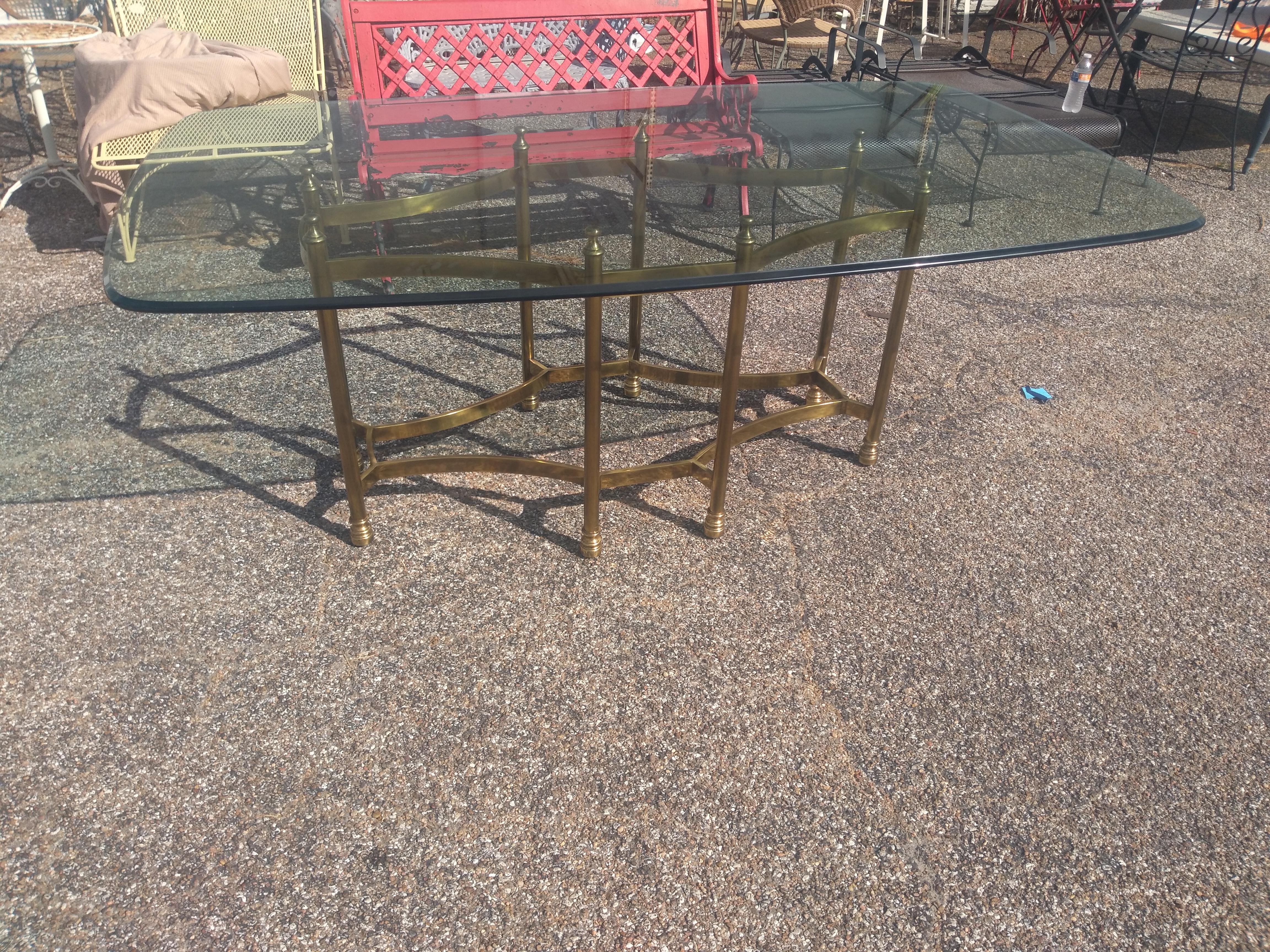 Maison Bagues Neoclassical Style Brass and Glass Dining Table For Sale 1