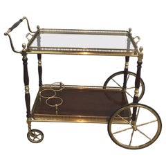 Maison Bagués, Neoclassical Style Brass and Mahogany Drinks Trolley