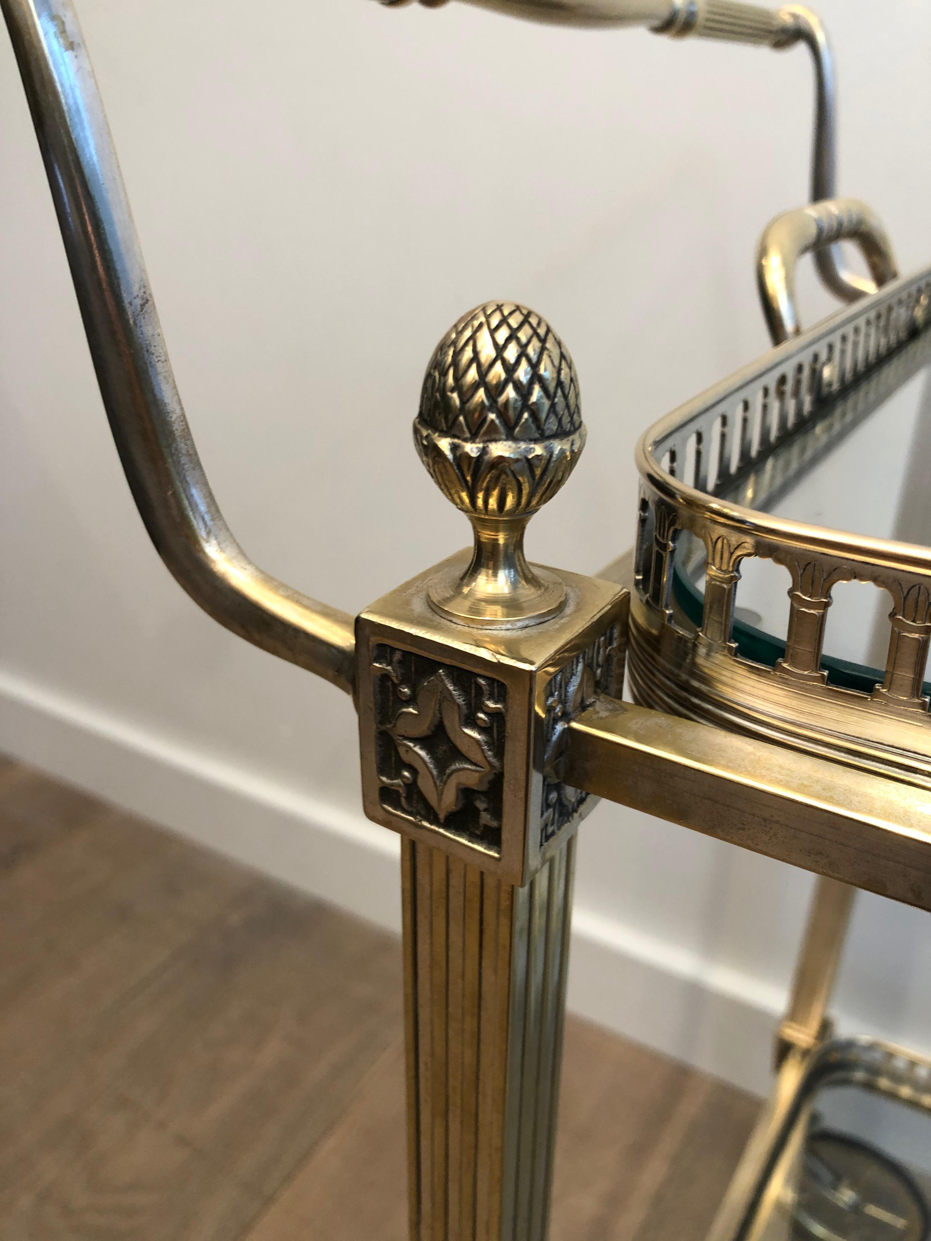 Maison Bagués, Neoclassical Style Brass Bar Cart Decorated with Fleurs de Lys 7