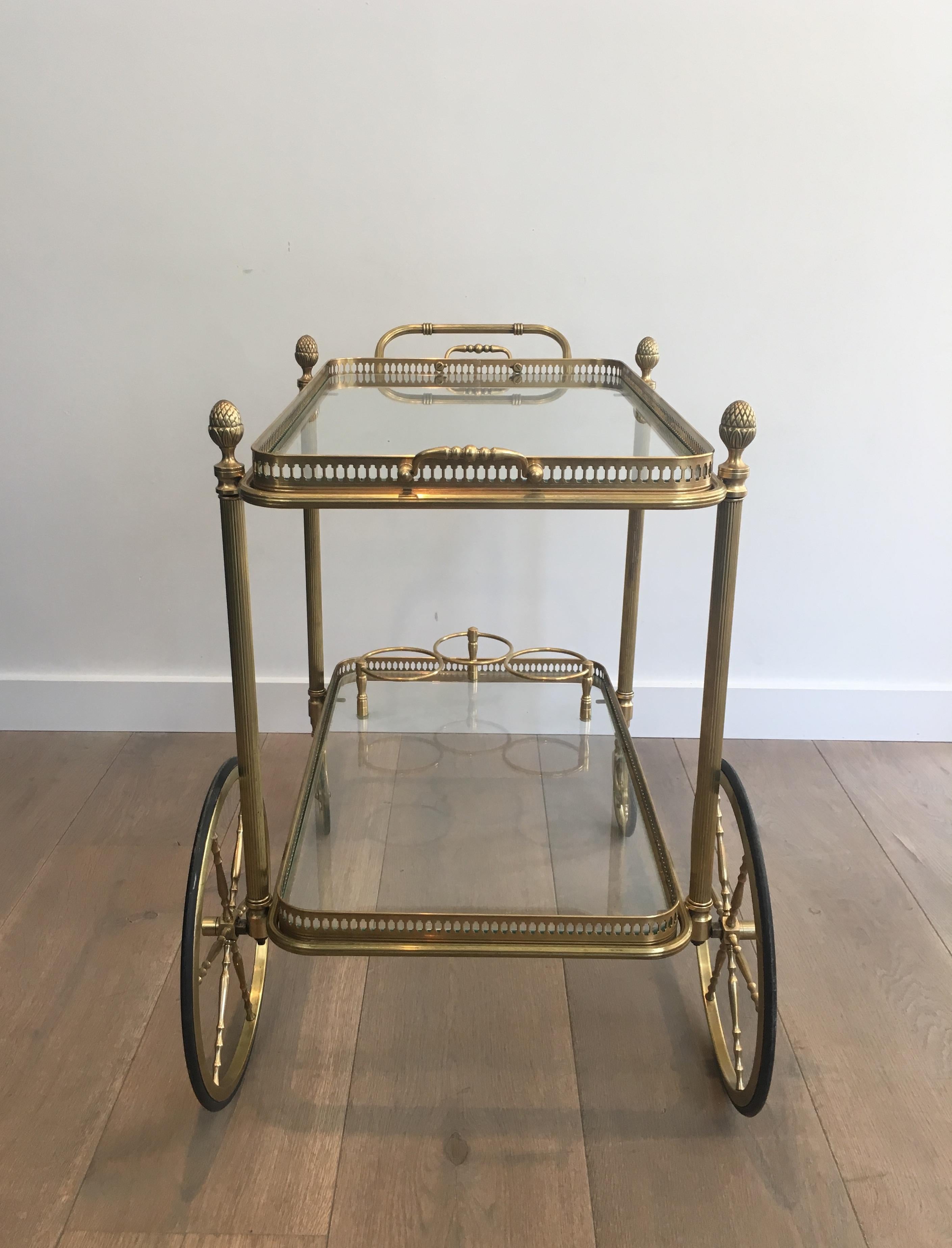 Maison Bagués, Neoclassical Style Brass Drinks Trolley, French, Circa 1940 9