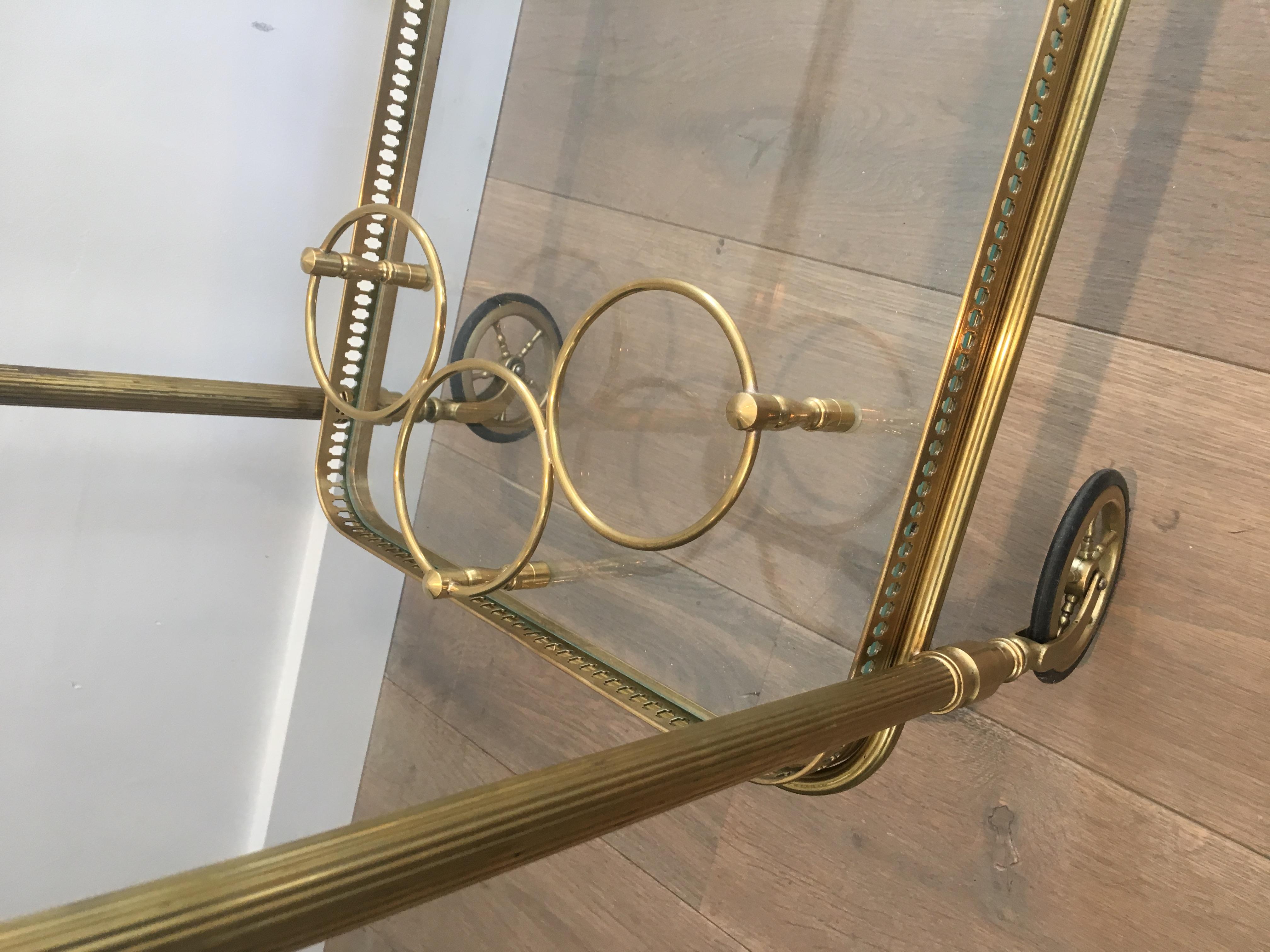 Maison Bagués, Neoclassical Style Brass Drinks Trolley, French, Circa 1940 2