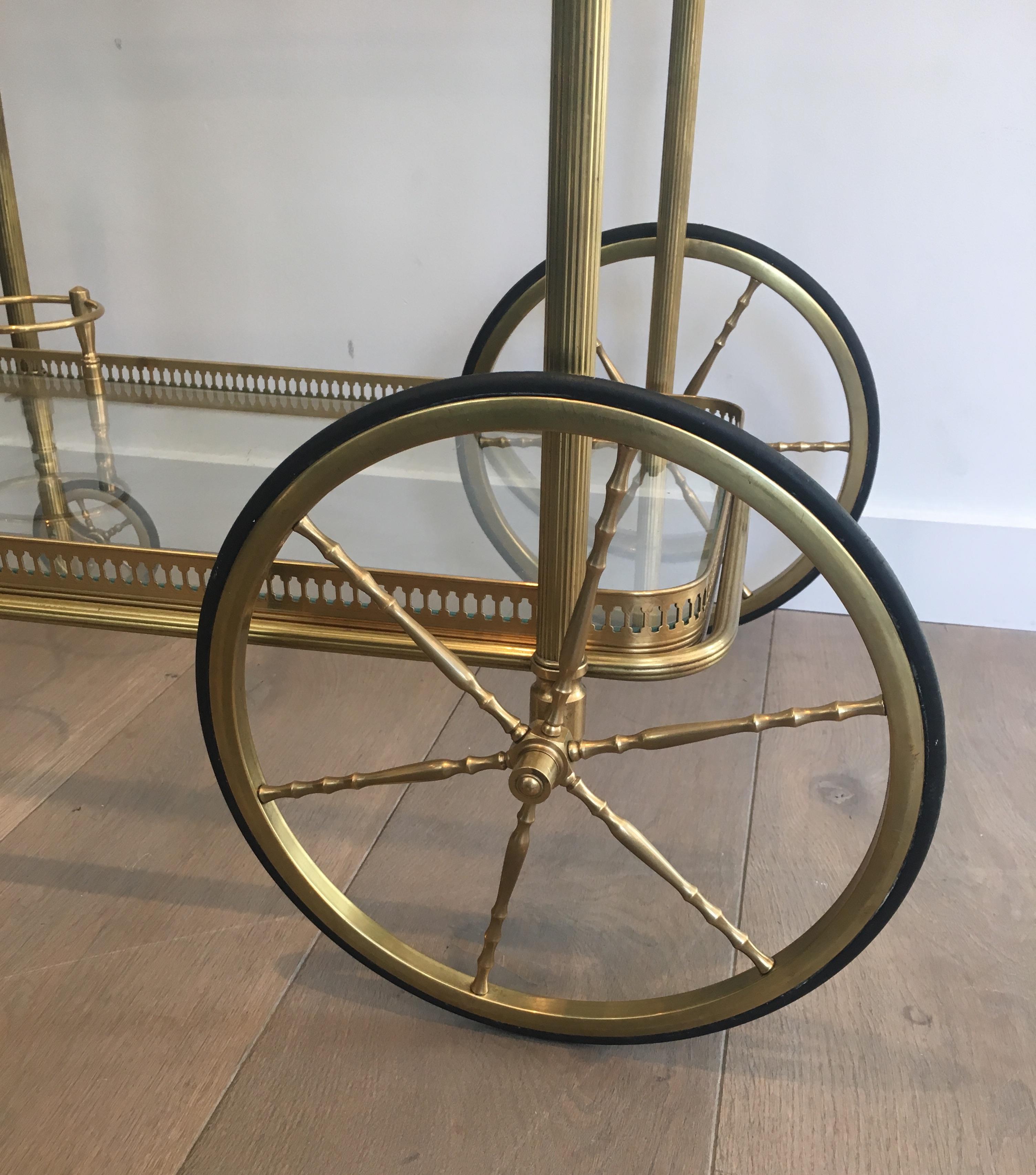 Maison Bagués, Neoclassical Style Brass Drinks Trolley, French, Circa 1940 5