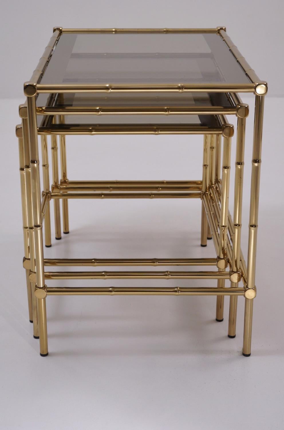 Nesting Tables Brass Bamboo and Bronze Trimmed Mirror, French 6