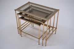 Nesting Tables Brass Bamboo and Bronze Trimmed Mirror, French