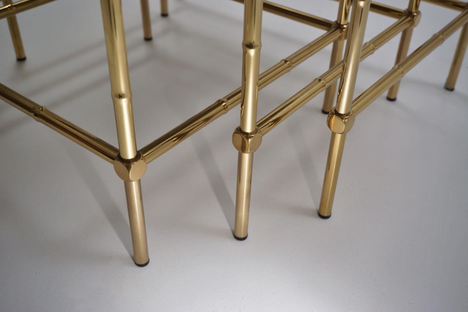 Nesting Tables Brass Bamboo and Bronze Trimmed Mirror, French 3