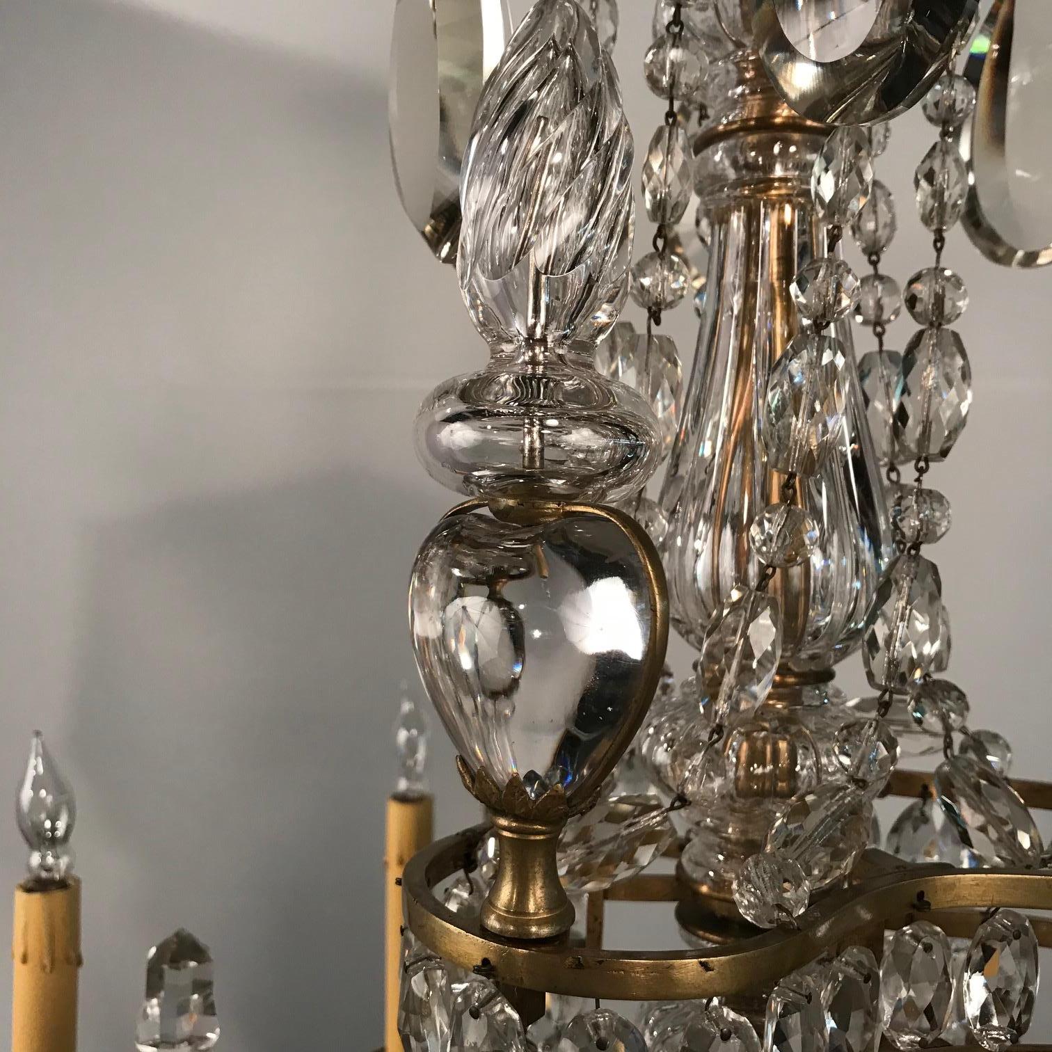 Maison Baguès Nine-Arm Bronze and Crystal Chandelier For Sale 2