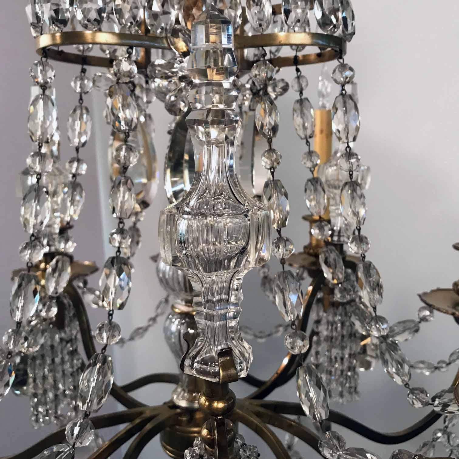 Lampadario a nove bracci in bronzo e cristallo della Maison Baguès in vendita 2