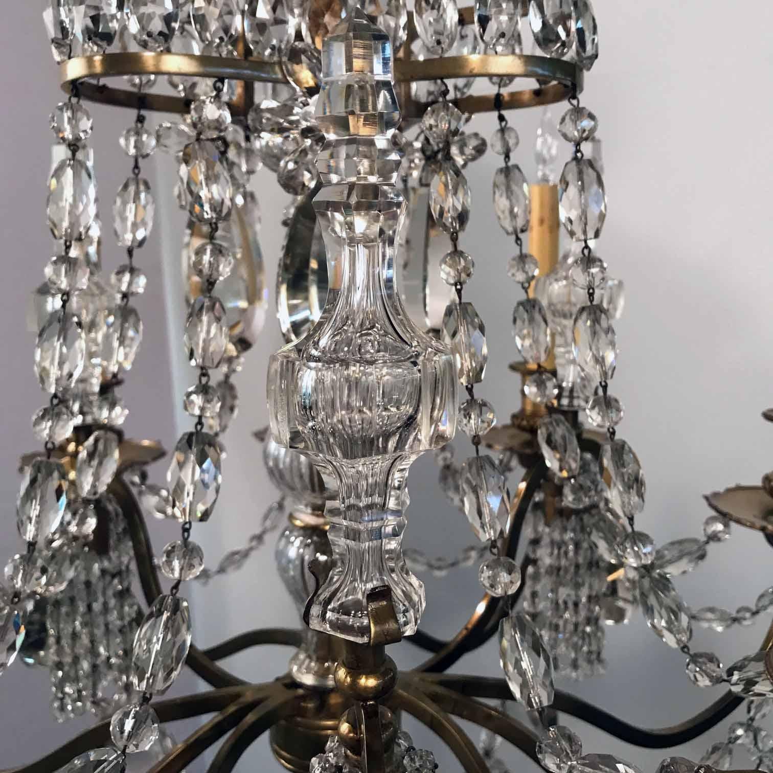 Maison Baguès Nine-Arm Bronze and Crystal Chandelier For Sale 3