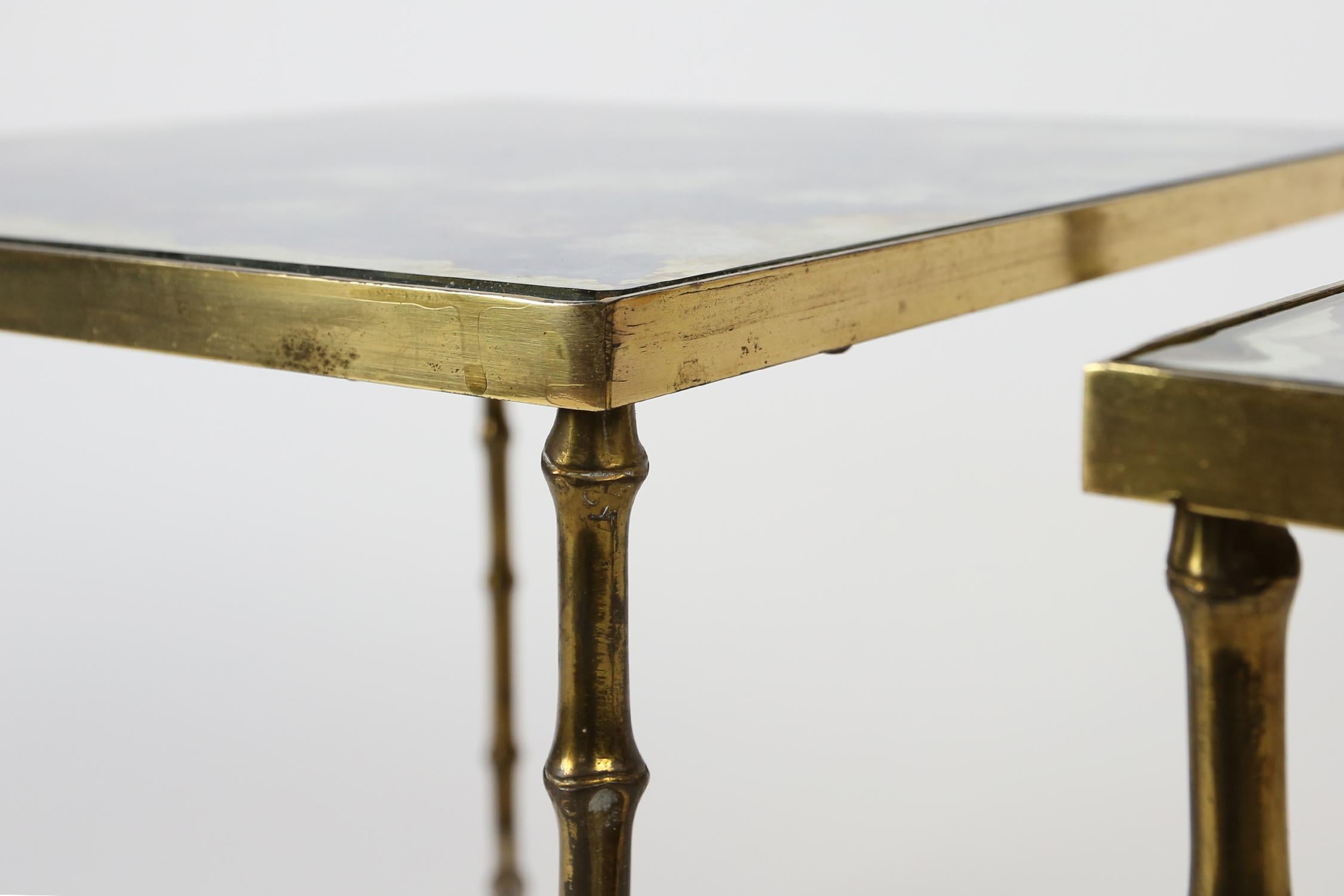 Brass Maison Baguès Pair of Side or End Tables, France, 1950s For Sale