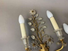 "Maison Bagues" Coppia di applique in metallo dorato e vetro / specchio