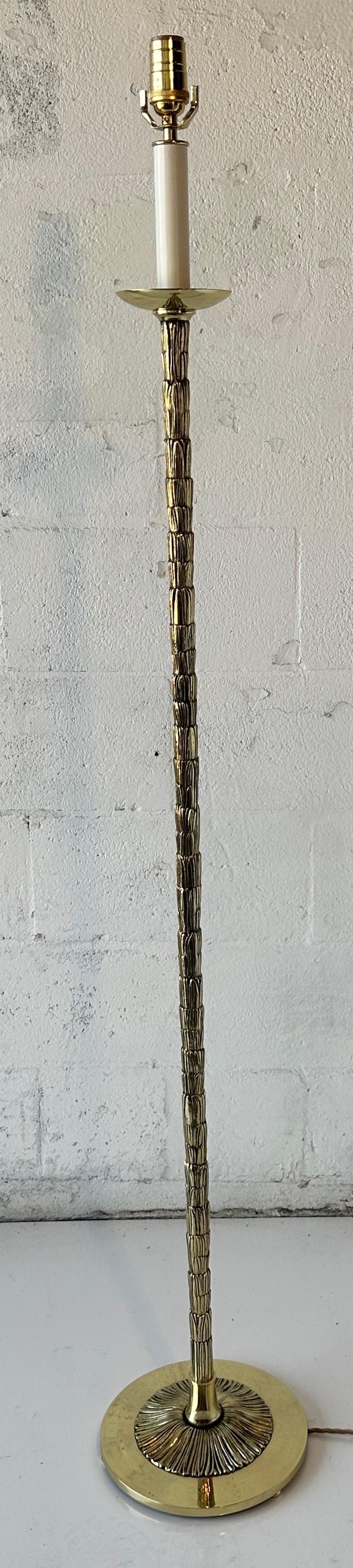 Neoclassical Maison Bagues “Palm Tree” Bronze Floor Lamp For Sale