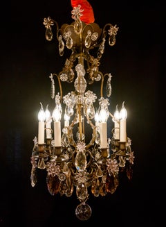 Maison Baguès, Patinated Bronze & Crystal Chandelier, circa 1890-1910