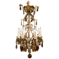 Maison Baguès, Patinated Bronze & Crystal Chandelier, circa 1890-1910