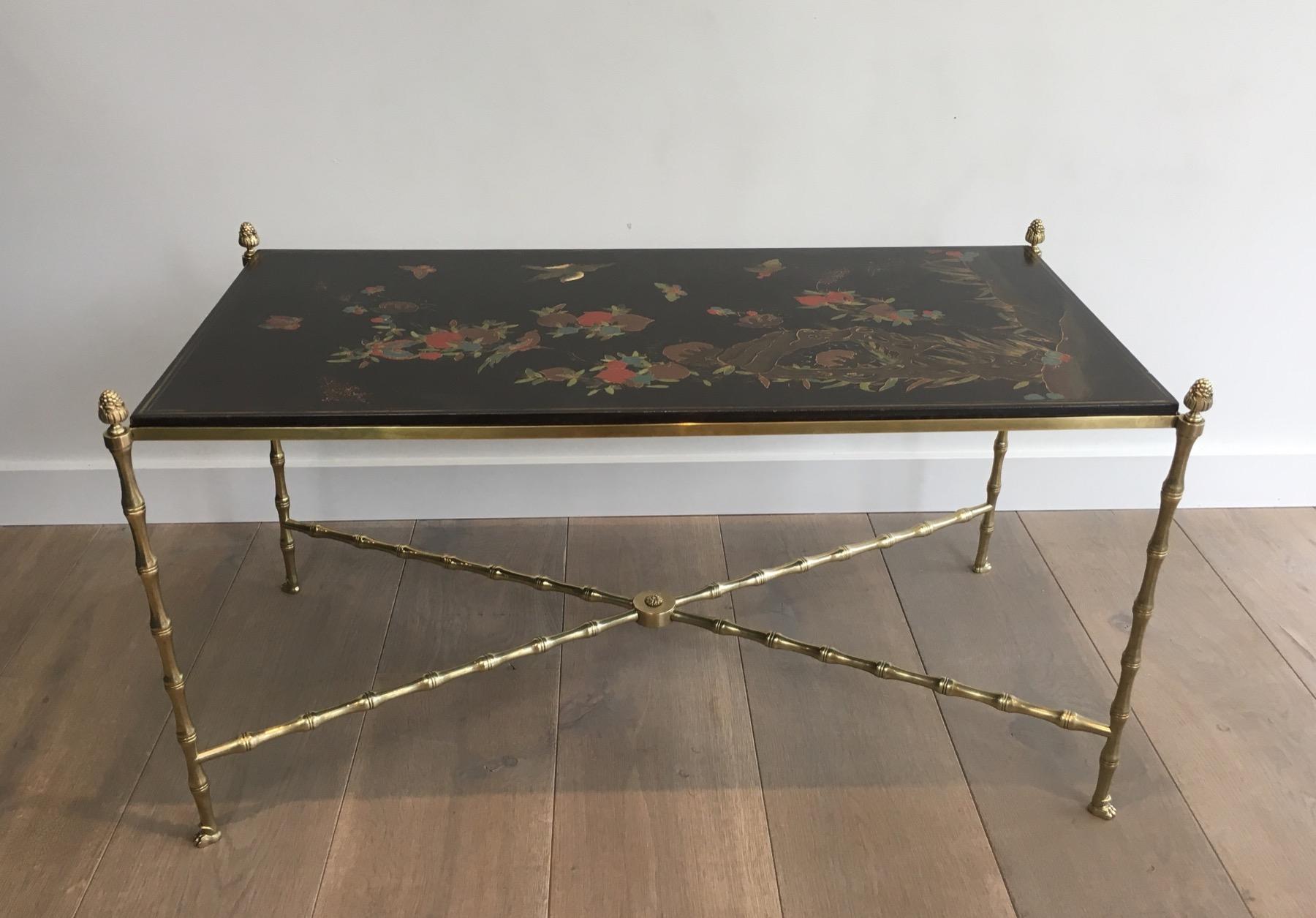 Maison Bagués. Rare Neoclassical Bronze Coffee Table with Faux-Bambo 9