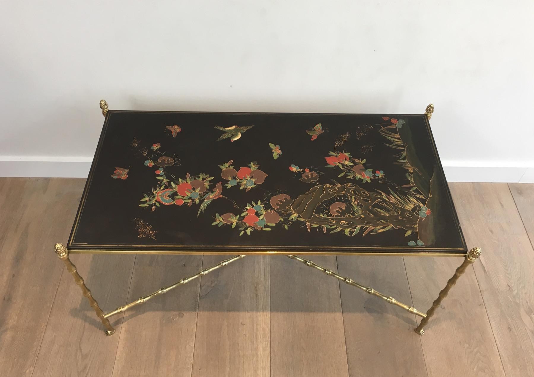 Maison Bagués. Rare Neoclassical Bronze Coffee Table with Faux-Bambo 13