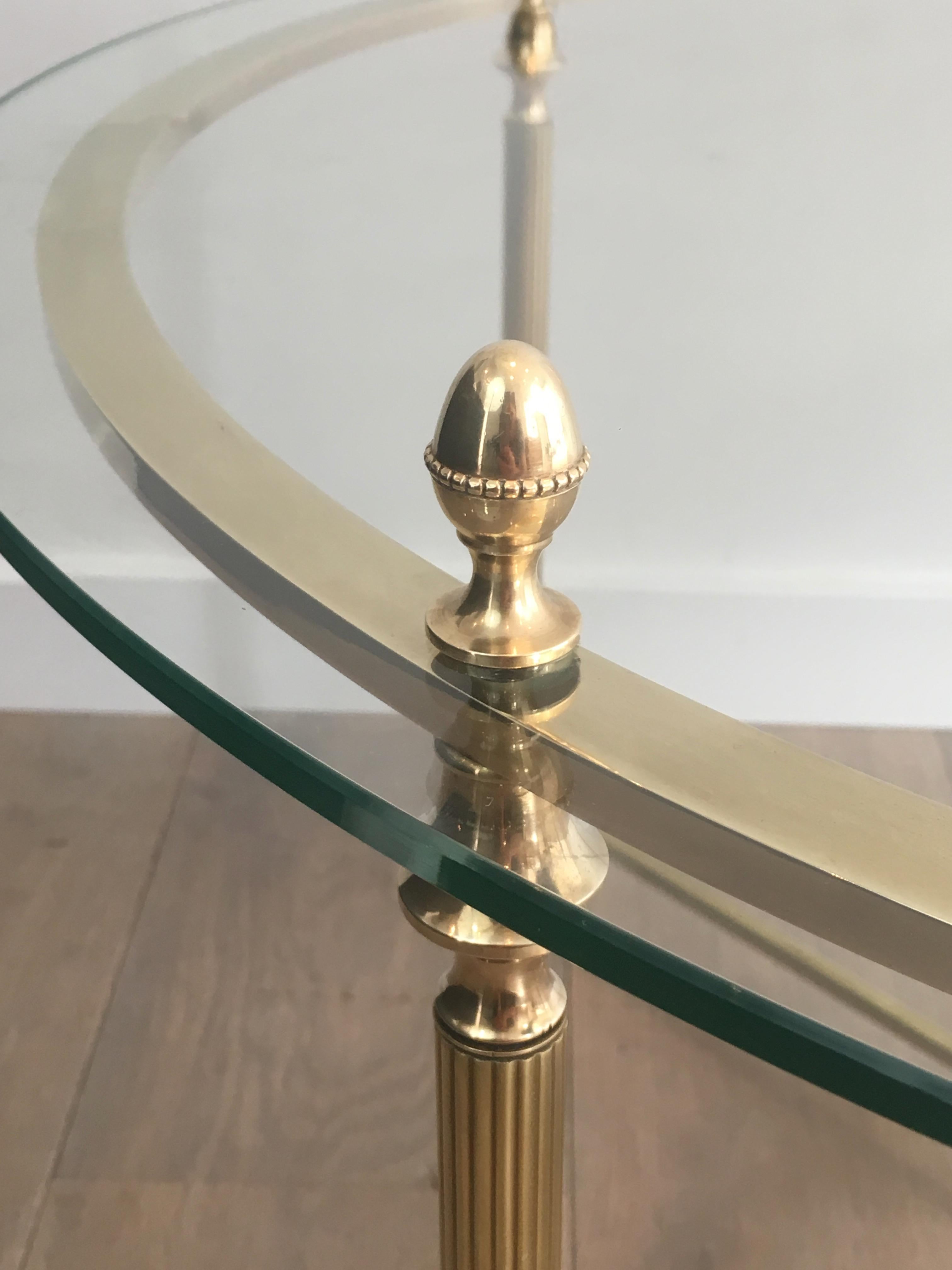 Maison Bagués, Rare Pair of Neoclassical Round Brass and Glass Side Tables For Sale 8