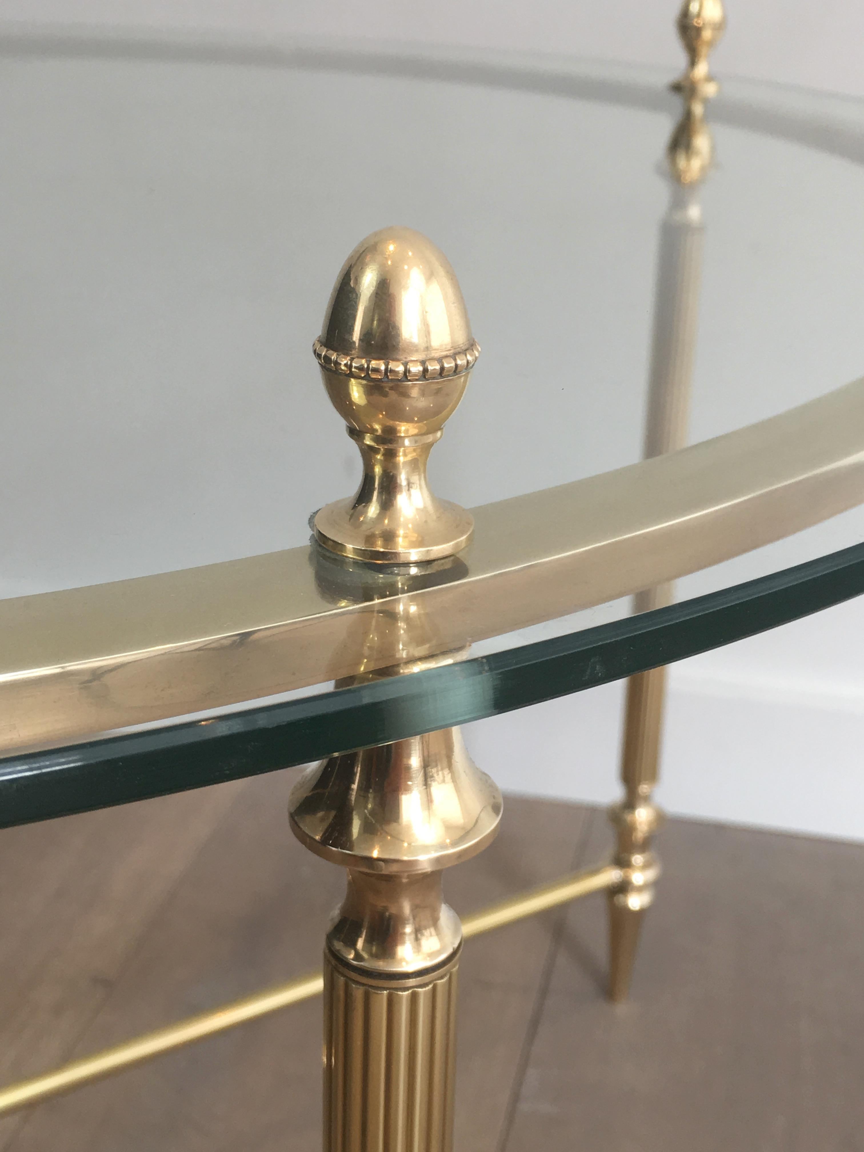 Maison Bagués, Rare Pair of Neoclassical Round Brass and Glass Side Tables For Sale 3