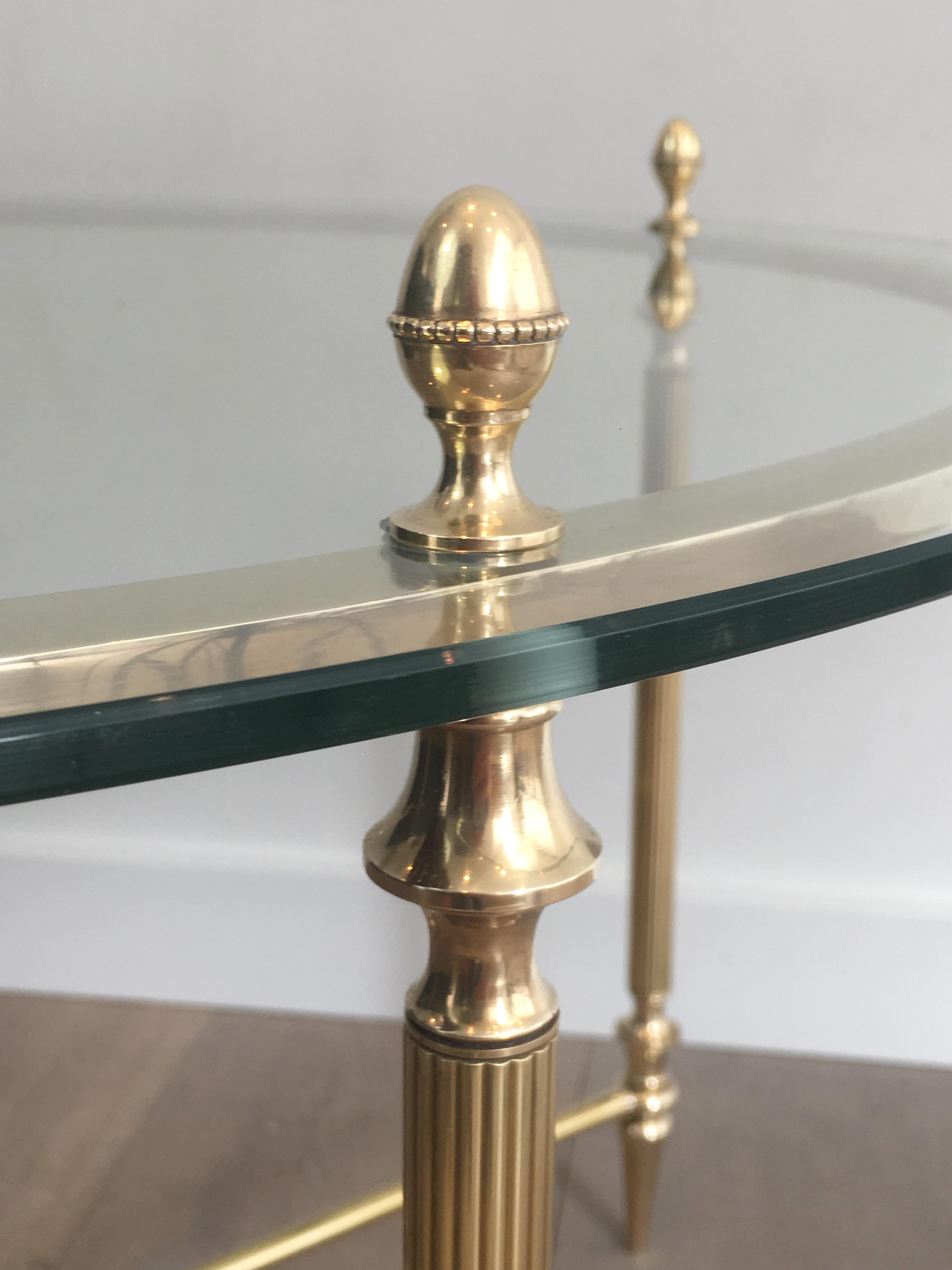 Maison Bagués, Rare Pair of Neoclassical Round Brass and Glass Side Tables For Sale 4