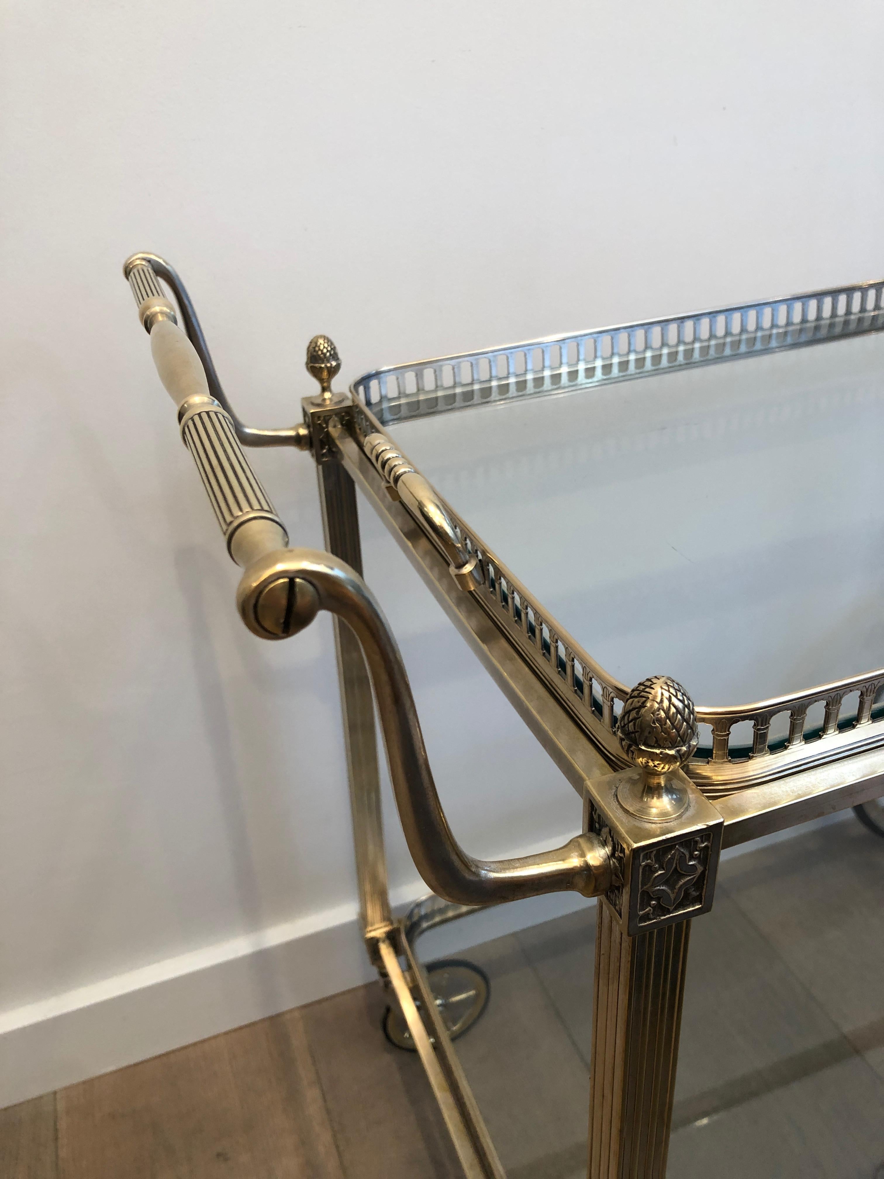 Maison Bagués. Rare Silvered on Brass Drinks Trolley. French. circa 1940 6