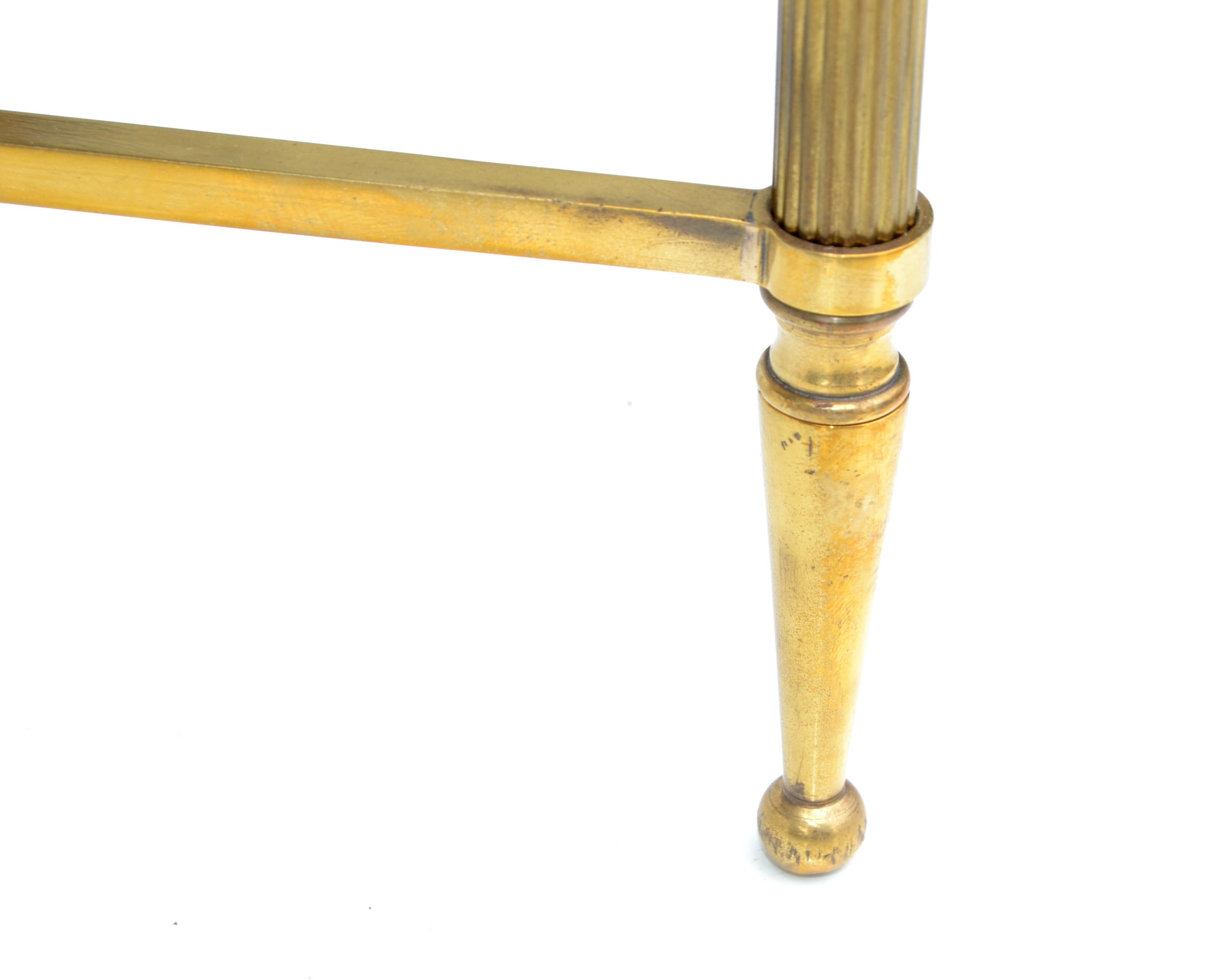 Maison Bagués Rectangular Side Table Cross Base Cloudy Mirror Top Neoclassical 3