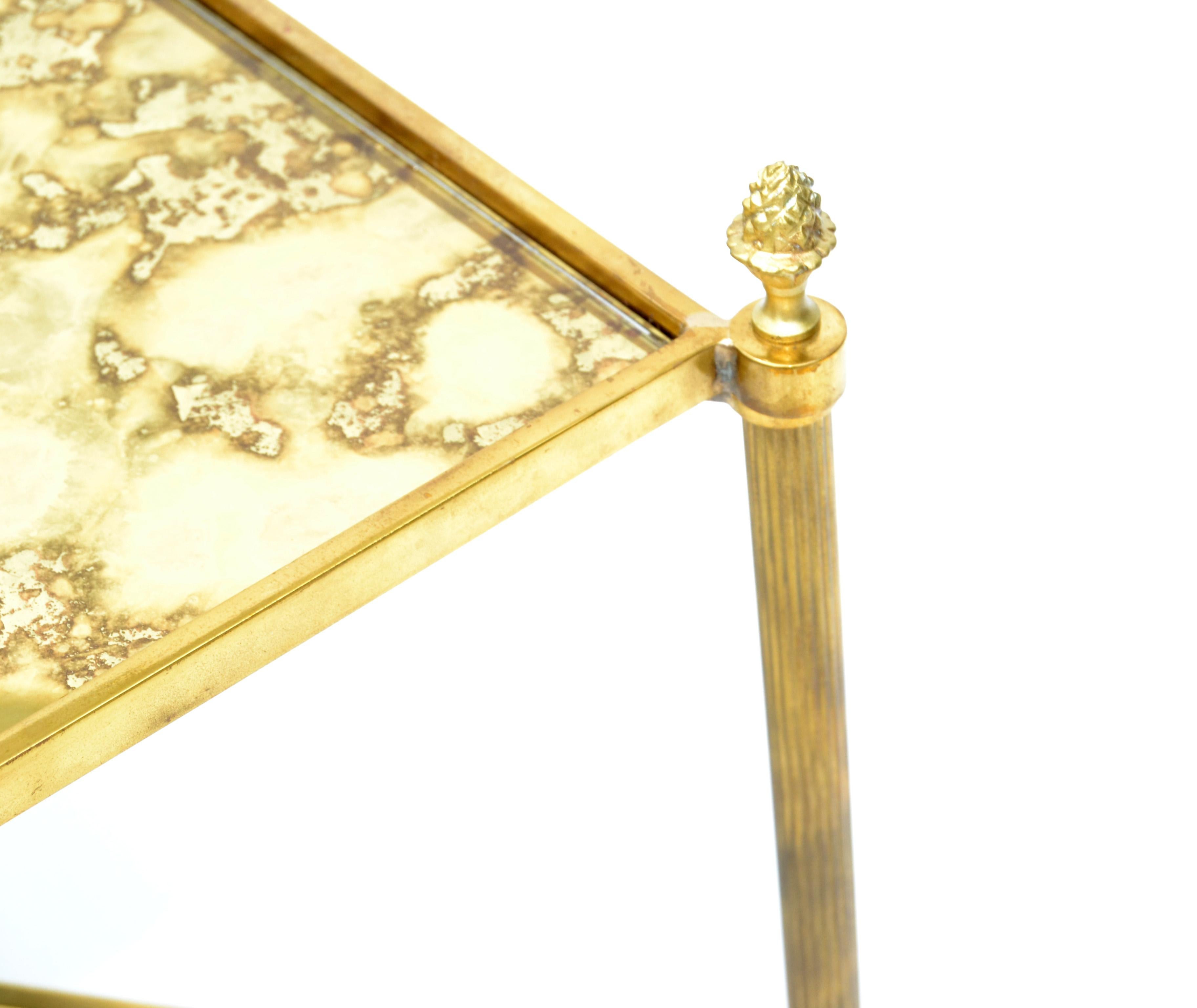 Maison Bagués Rectangular Side Table Cross Base Cloudy Mirror Top Neoclassical 1