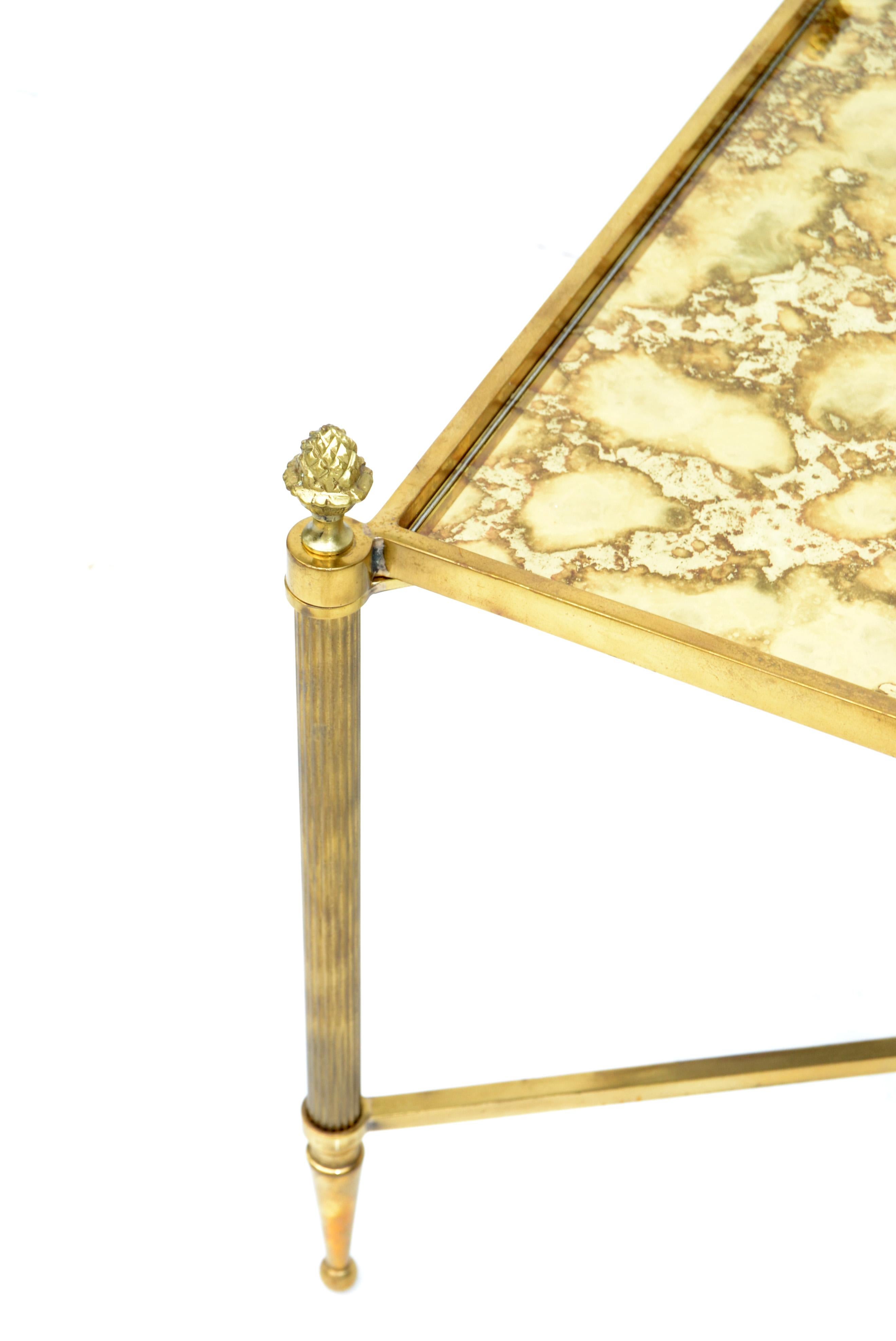 Maison Bagués Rectangular Side Table Cross Base Cloudy Mirror Top Neoclassical 2