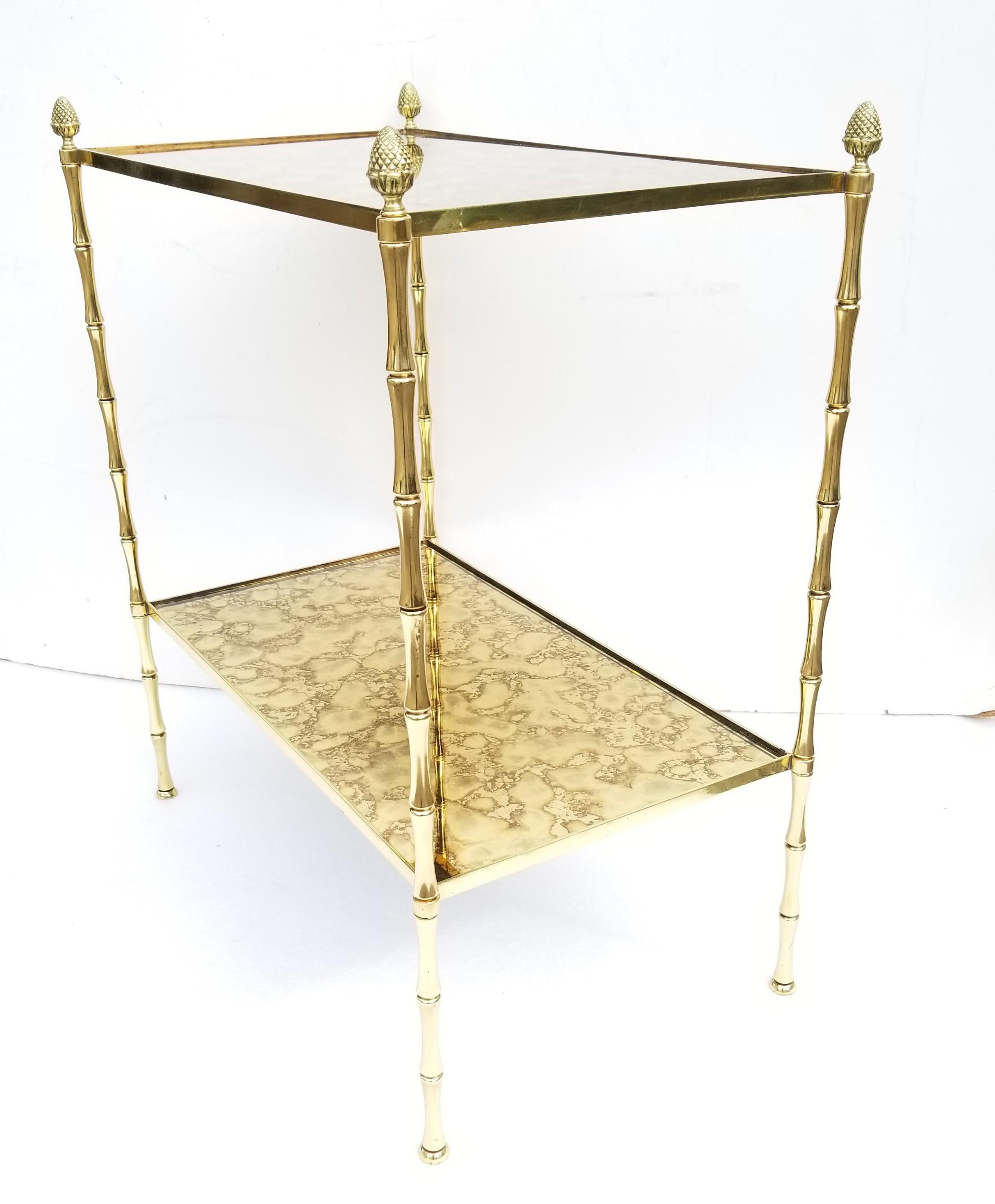 Brass Maison Bagues  Rectangular Side Table For Sale