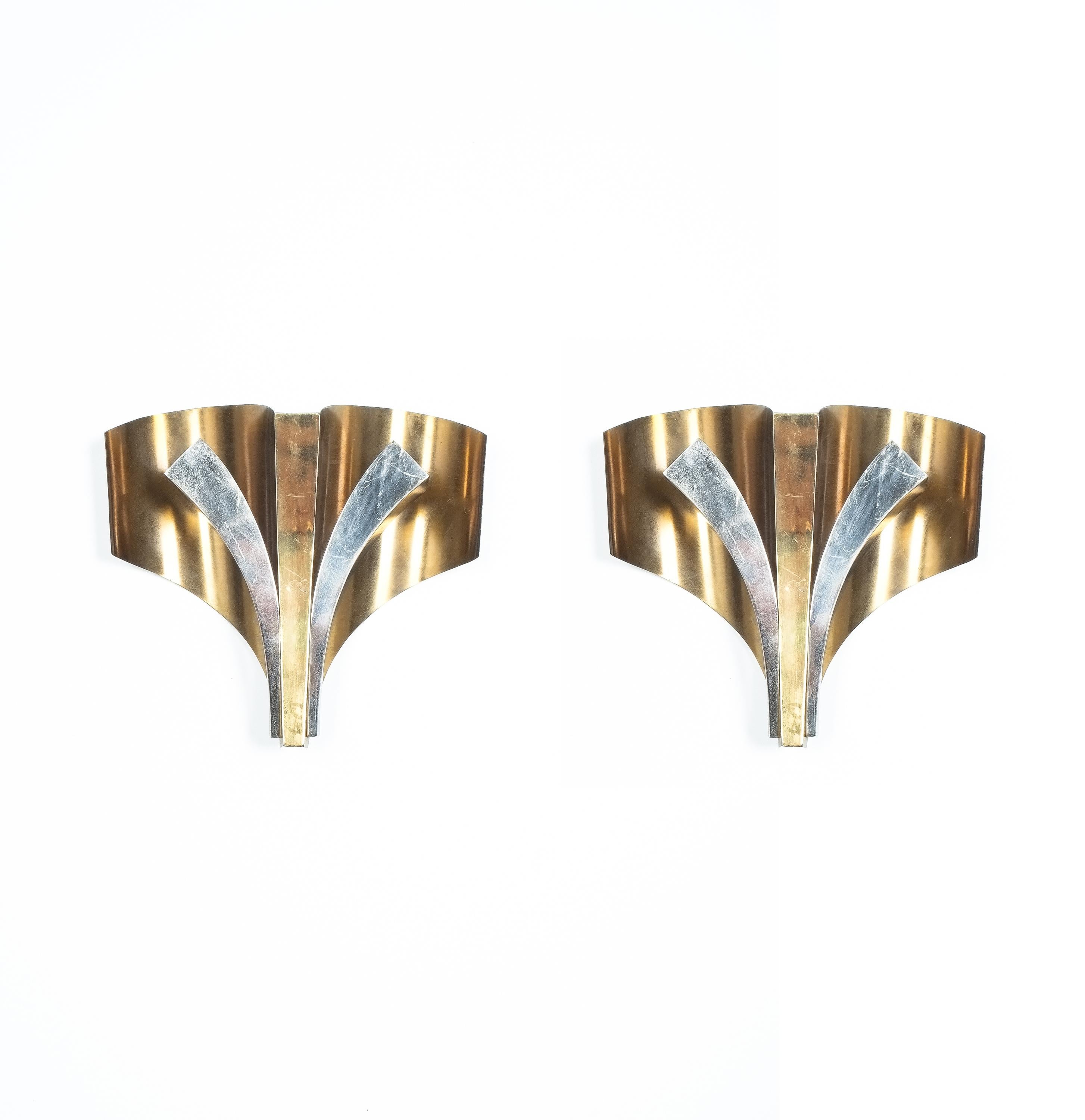 Ottone Maison Baguès Coppia di scensori in ottone, Francia, circa 1965 in vendita