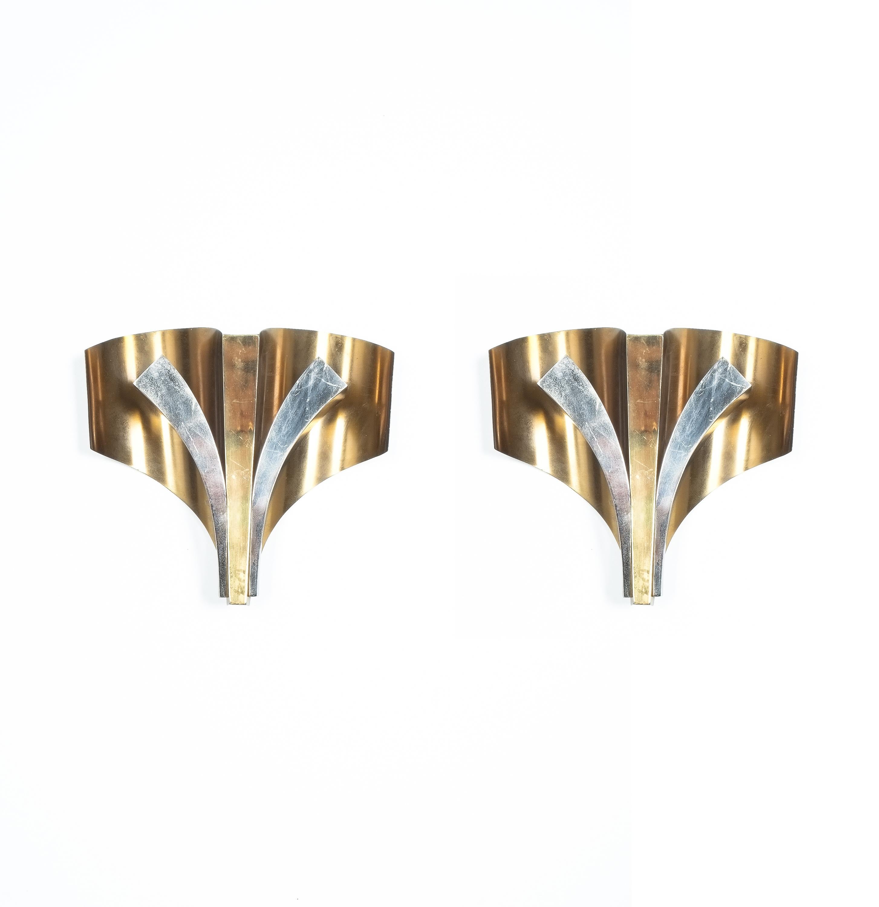 Maison Baguès Sconces Brass Large Pair, France, circa 1965 For Sale 1