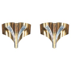 Maison Baguès Sconces Brass Large Pair, France, circa 1965