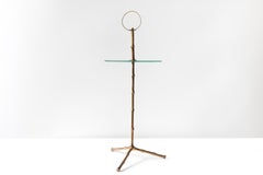 Maison Baguès – Side Table/Smoker's Table in Glass and Gilt-Bronze