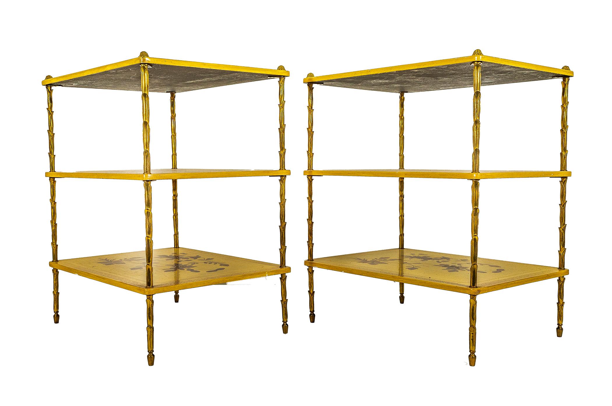 20th Century Maison Bagues Side Tables with Lacquered Panels For Sale