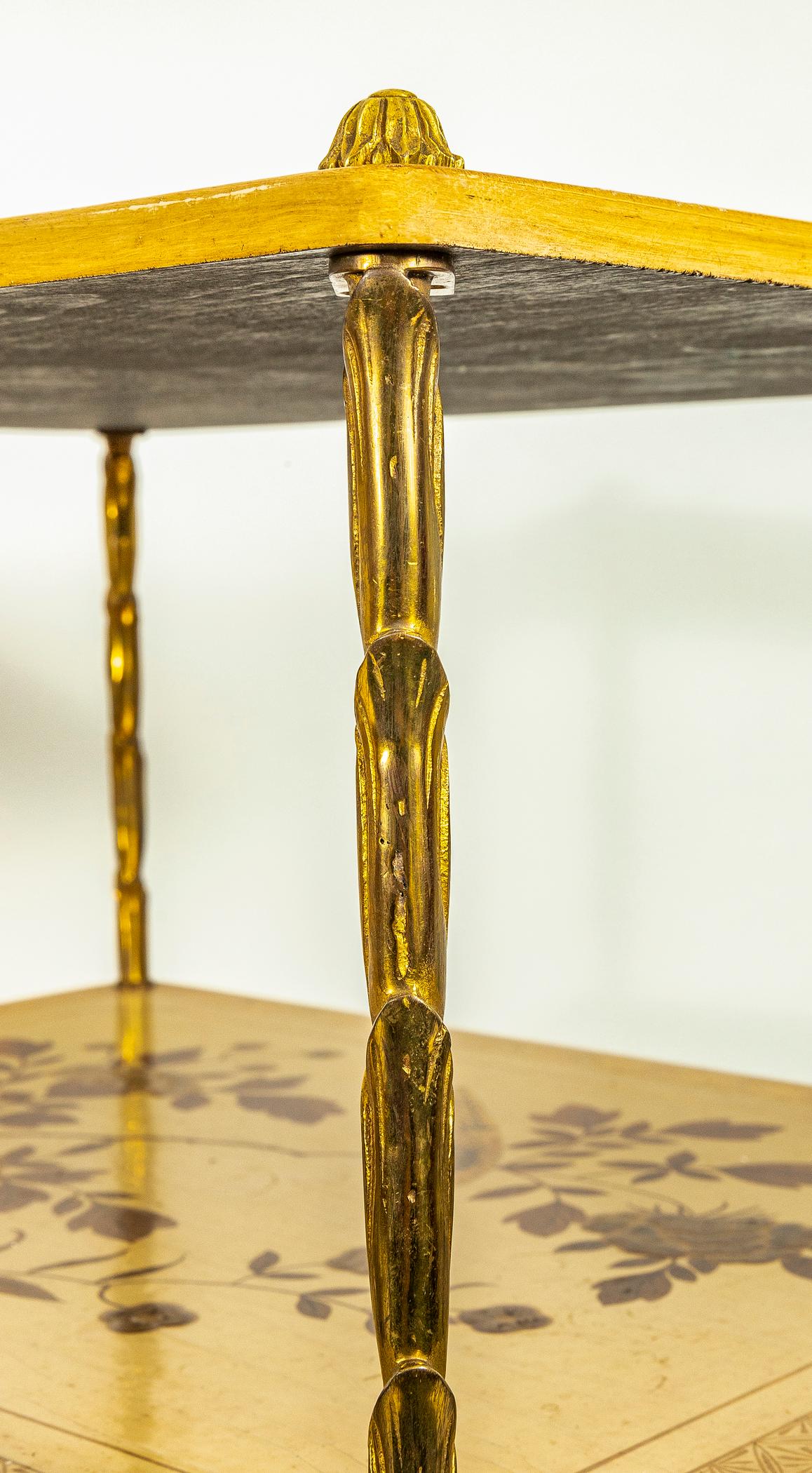 Bronze Maison Bagues Side Tables with Lacquered Panels For Sale