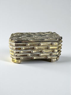 Caja de imitación de bambú chapada en plata de Maison Baguès, Francia, década de 1960