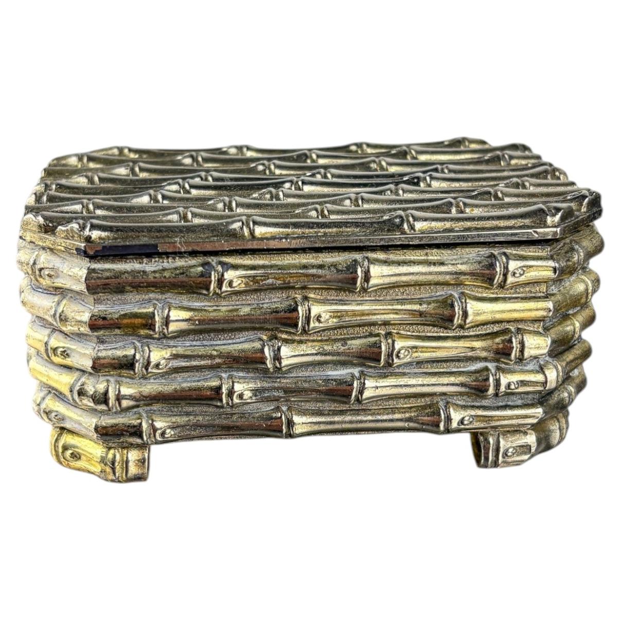 Silver-Plated Faux Bamboo Box, France, 1960s