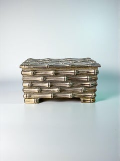 Versilberte Schmuckschatulle im Bambus-Look von Maison Baguès, Frankreich, 1960er Jahre
