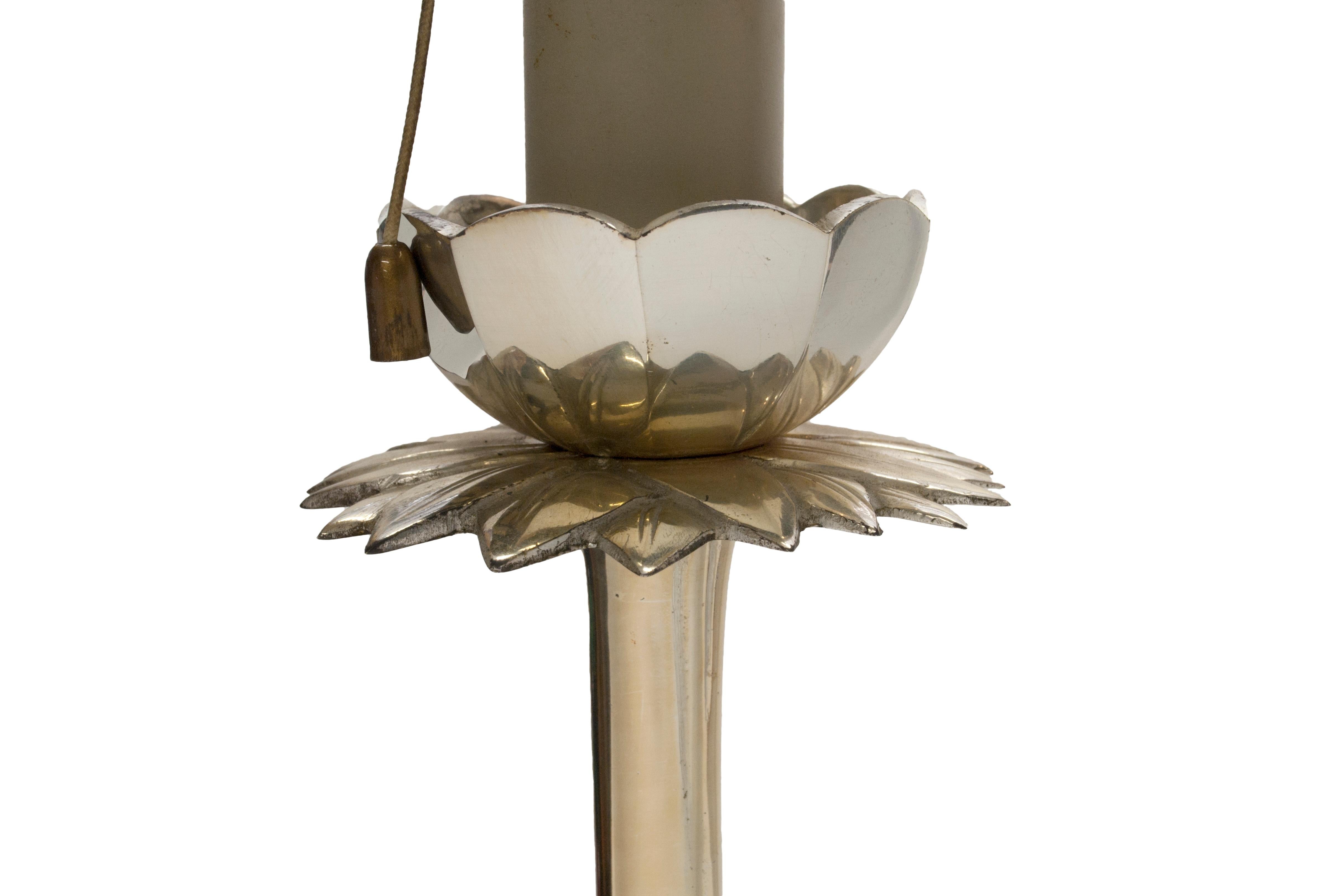 A rare silvered brass Maison Baguès floor lamp.