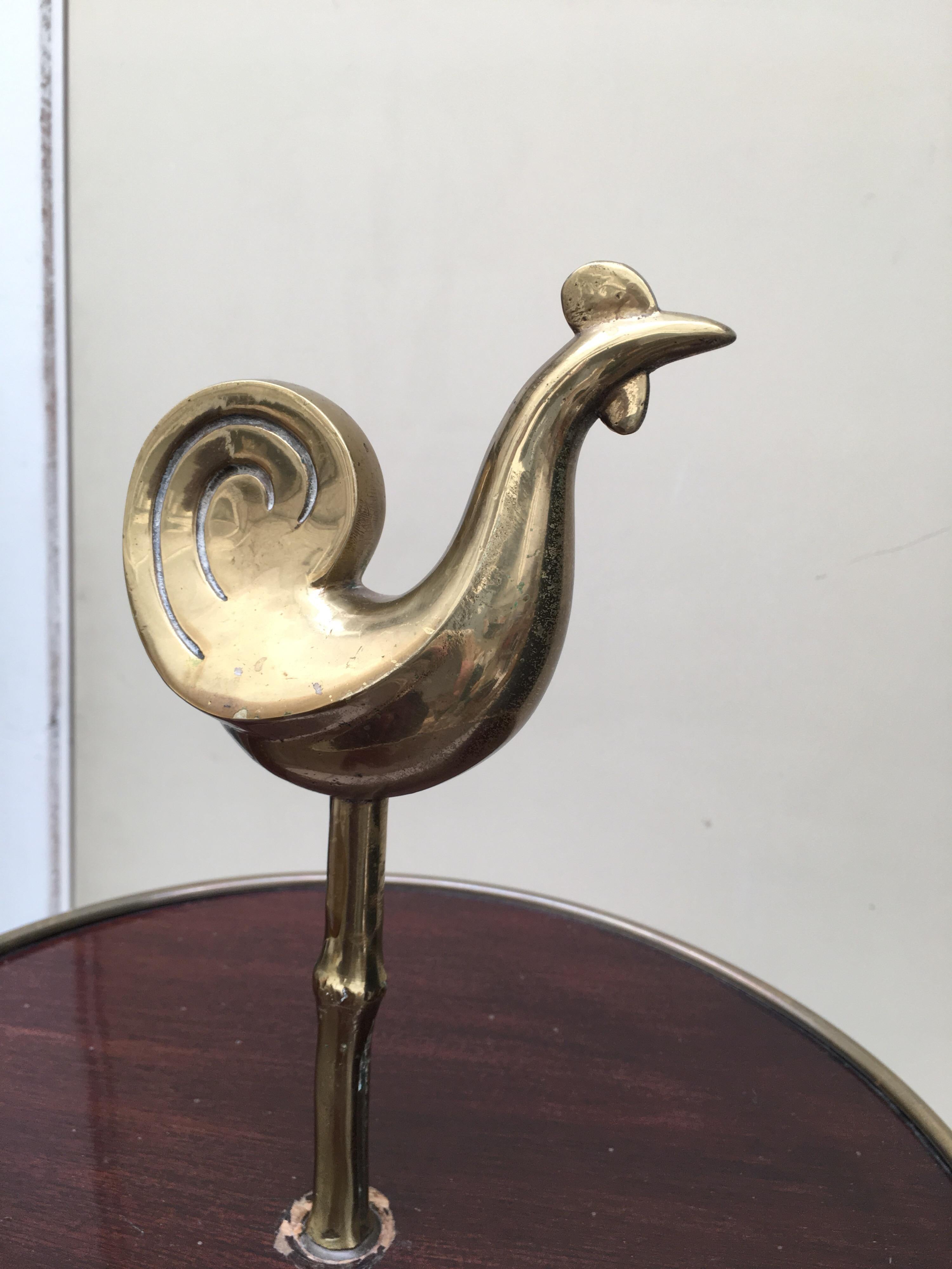 Mid-Century Modern Maison Baguès, Small Pedestal Table in Brass and Laminate, circa 1960