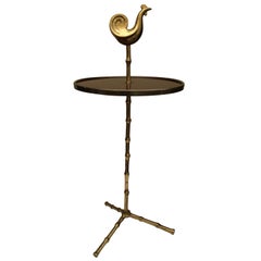 Maison Baguès, Small Pedestal Table in Brass and Laminate, circa 1960