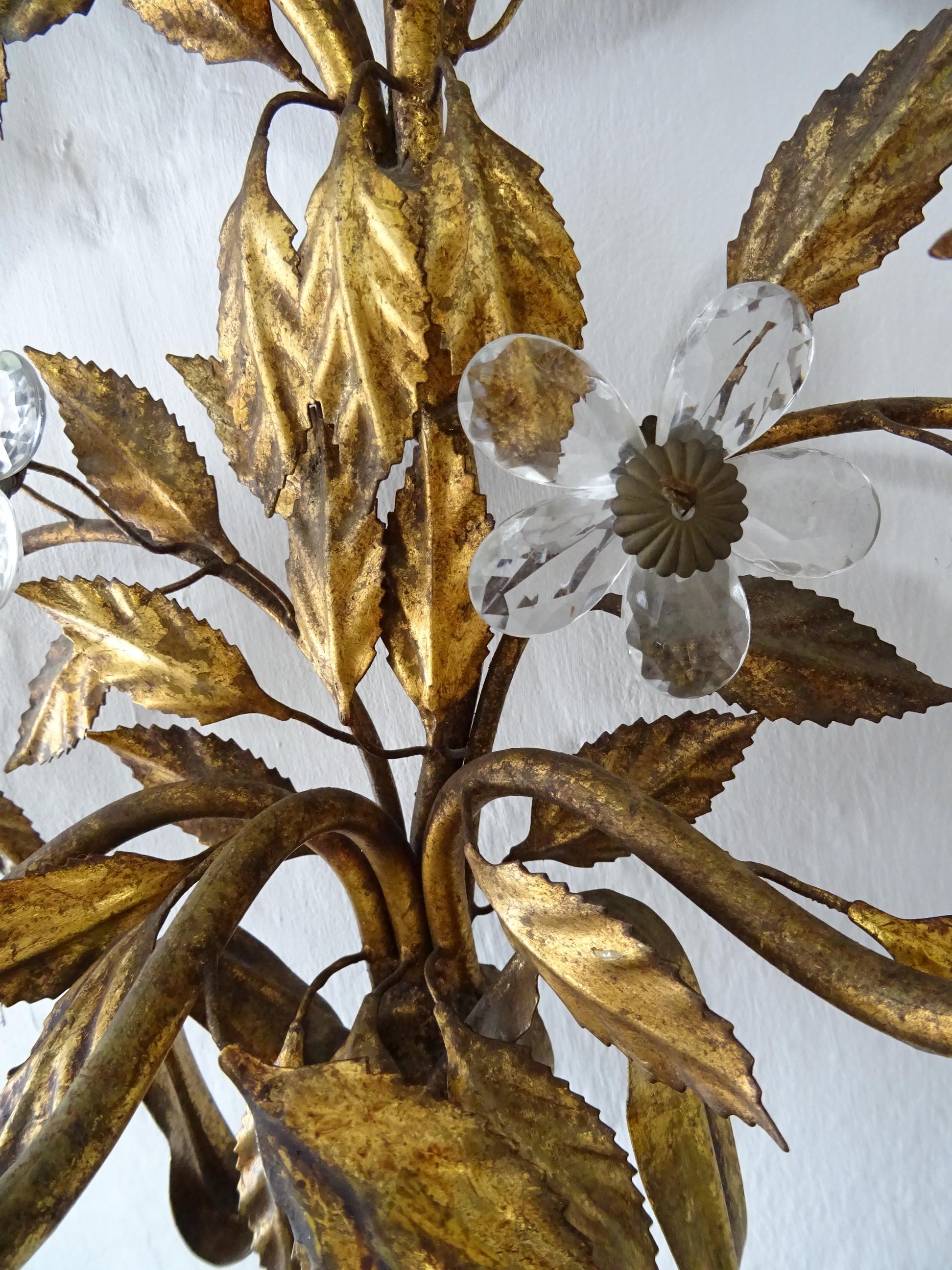 Maison Baguès Estilo 6 luces Flores de Cristal Lazo de Tole  Enormes candelabros, hacia 1920 en venta 7