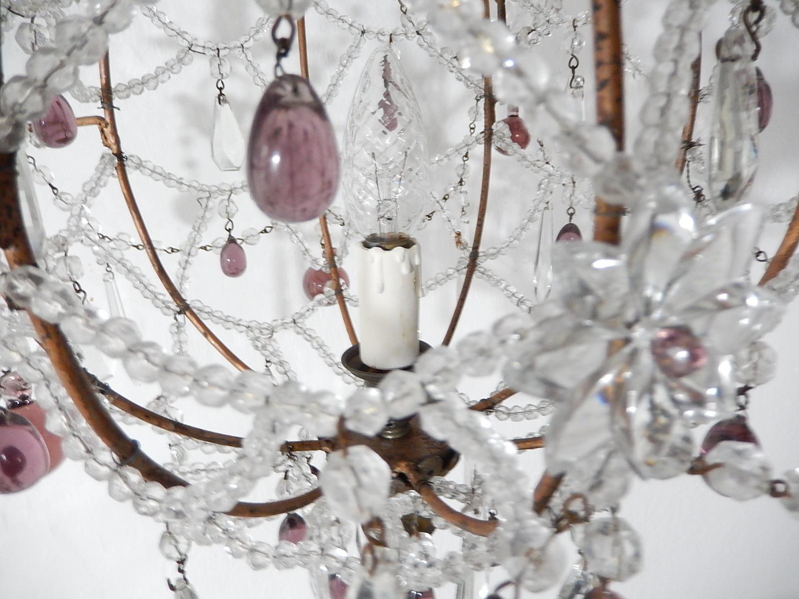 Maison Bagues  Amethyst French Beaded Balloon Crystal Chandelier circa 1940 For Sale 6