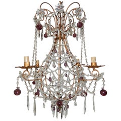 Maison Bagues  Amethyst French Beaded Balloon Crystal Chandelier circa 1940