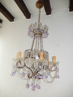 Maison Baguès Style Beaded Crystal Basket Lavender Purple Drops Chandelier