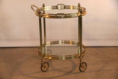 Maison Baguès Style Brass and Glass 2-Tier Bar Cart Trolley Dry Bar on Casters