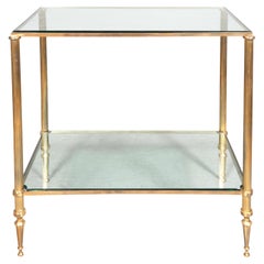 Mesa de latón y cristal estilo Maison Bagues