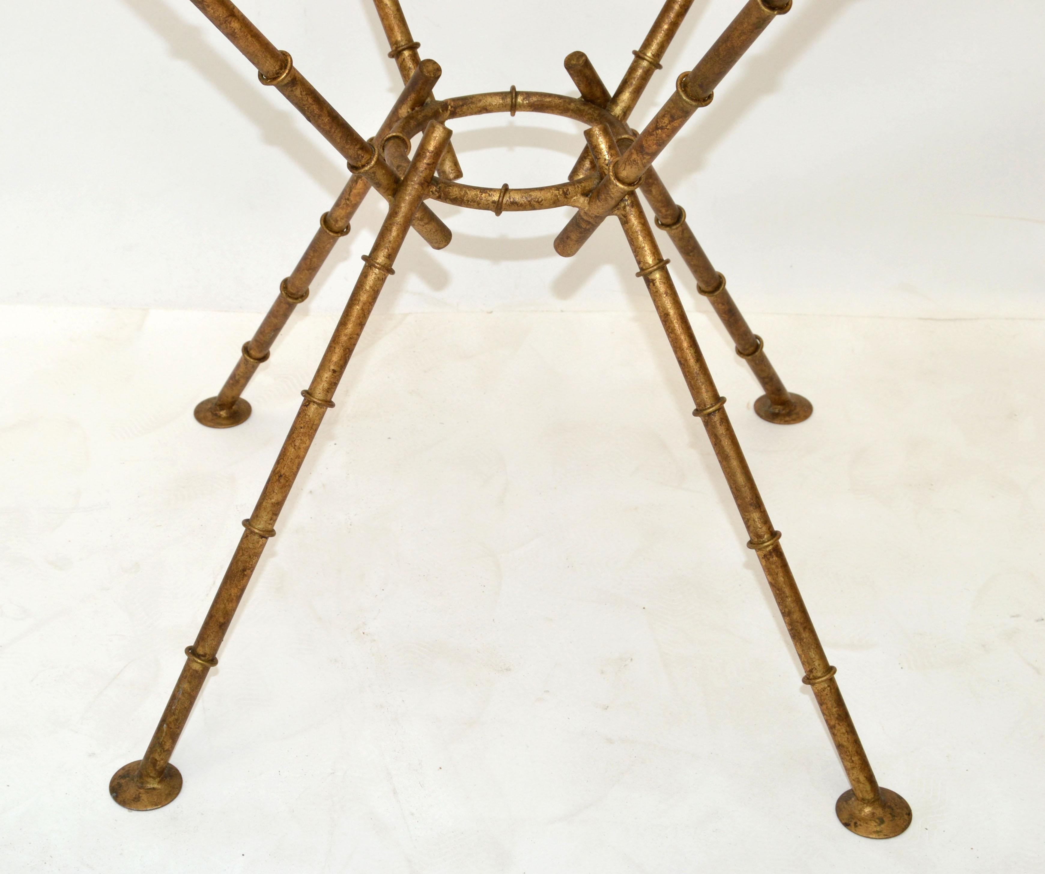 Maison Baguès Style Bronze Faux Bamboo & Leaves Glass Cocktail Table Traditional For Sale 5