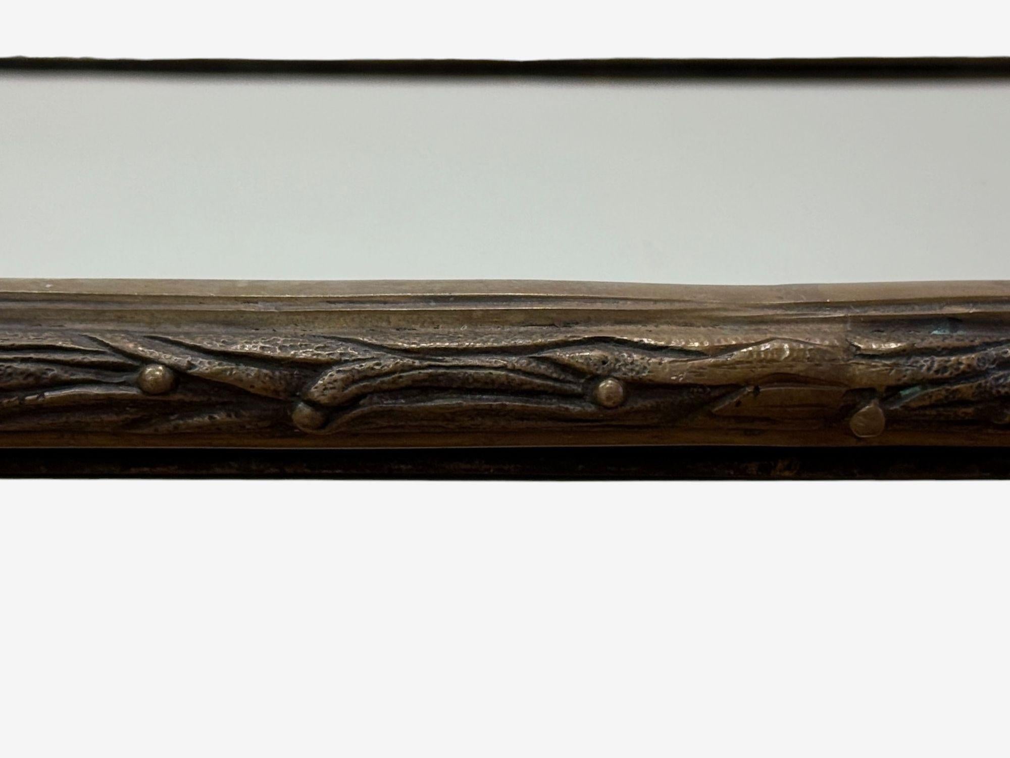 Mesa de centro estilo Maison Bagues, Bronce, Espejo, Faux Bois, Francia, años 40 en venta 2