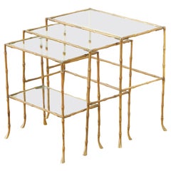 Maison Baguès Style Bronze Nesting Drink Tables