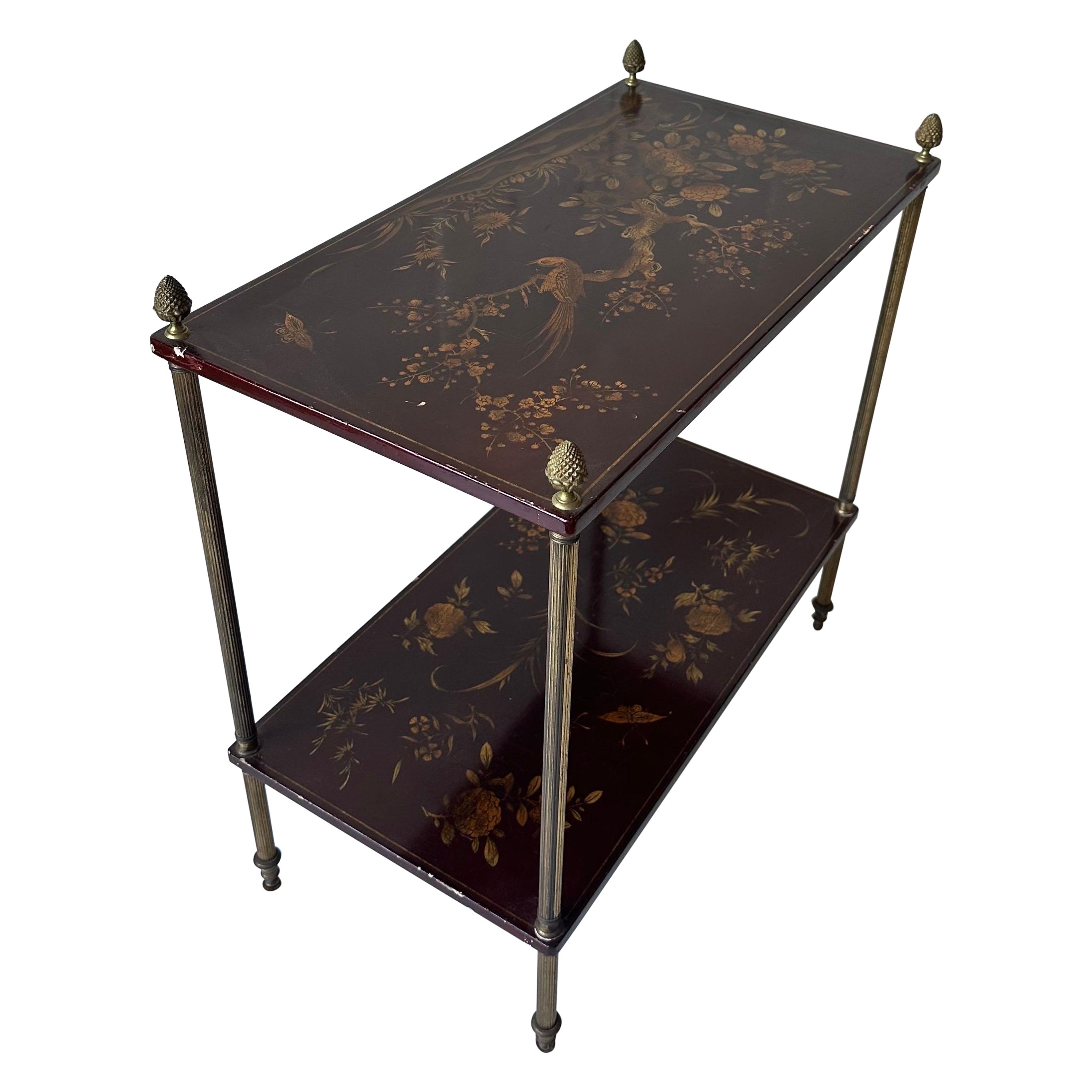 Le style Maison Bagues  table d'appoint à 2 plateaux en laque des chinoiseries circa 1960