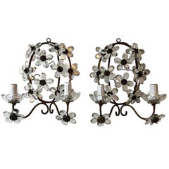 Maison Baguès Style Crystal Flower Sconces